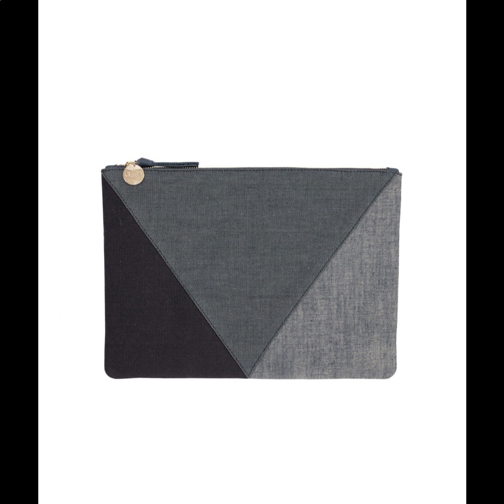 Clare Vivier denim flat clutch